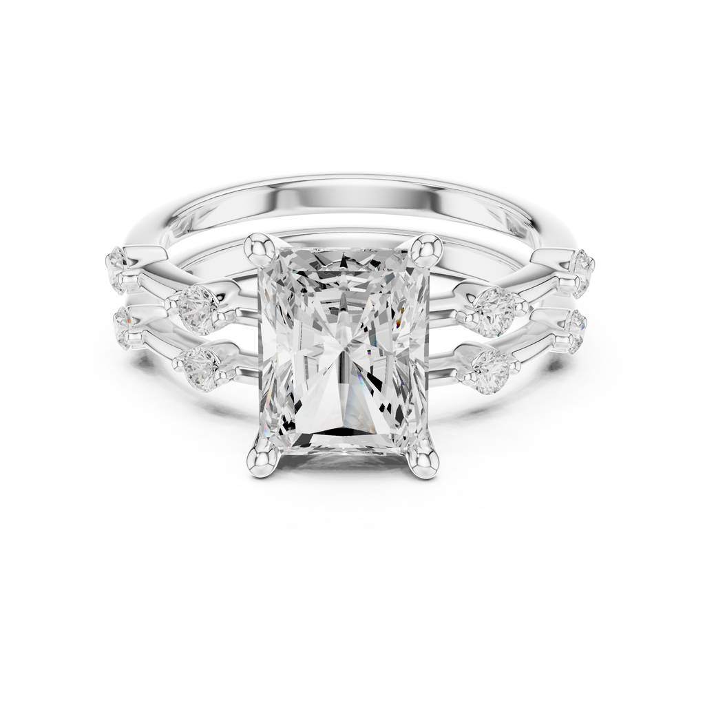 Radiant Cut Diamond Double Band Engagement Ring