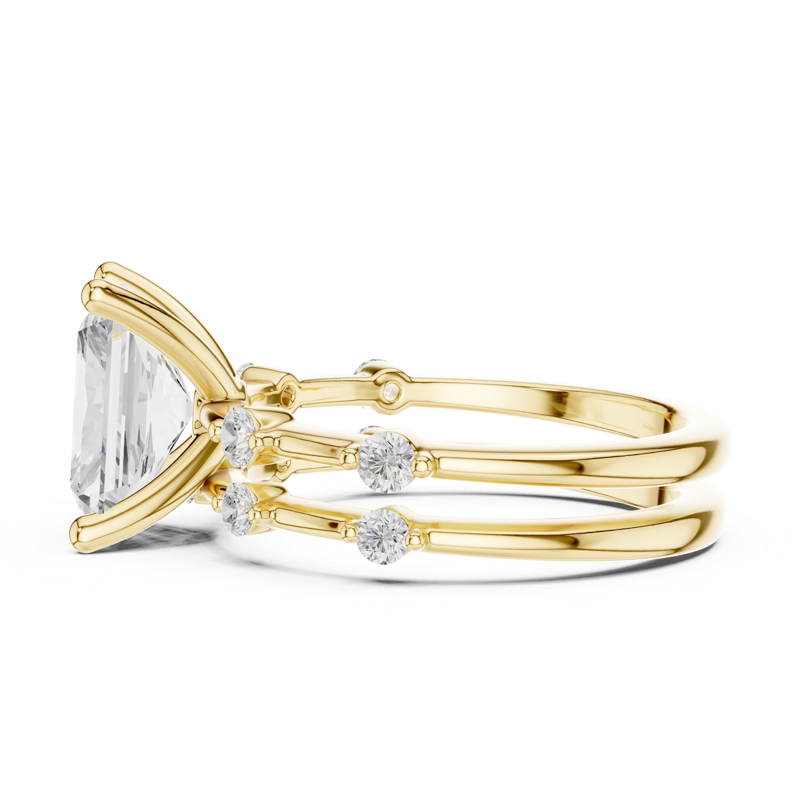 Radiant Cut Diamond Double Band Engagement Ring