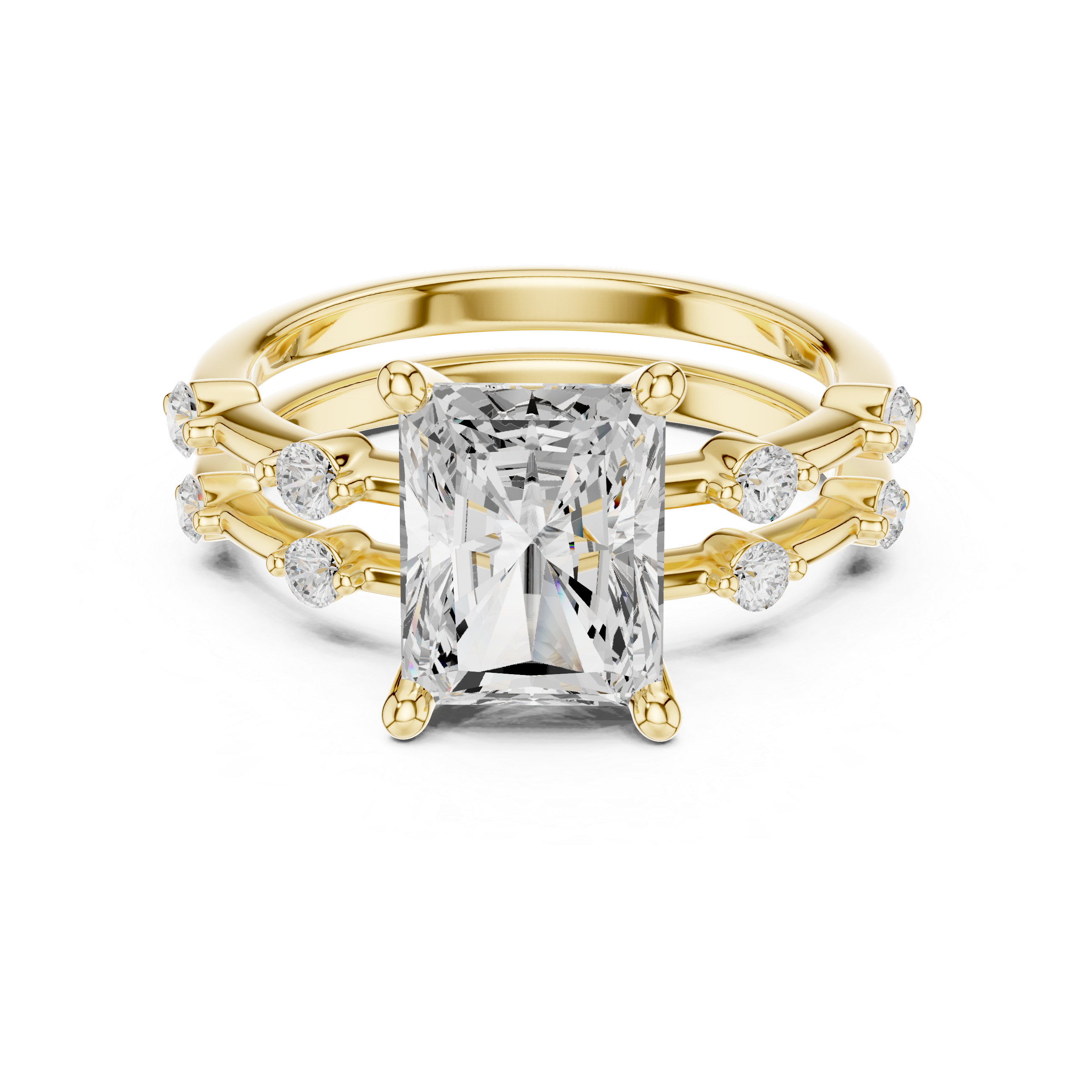 Radiant Cut Diamond Double Band Engagement Ring