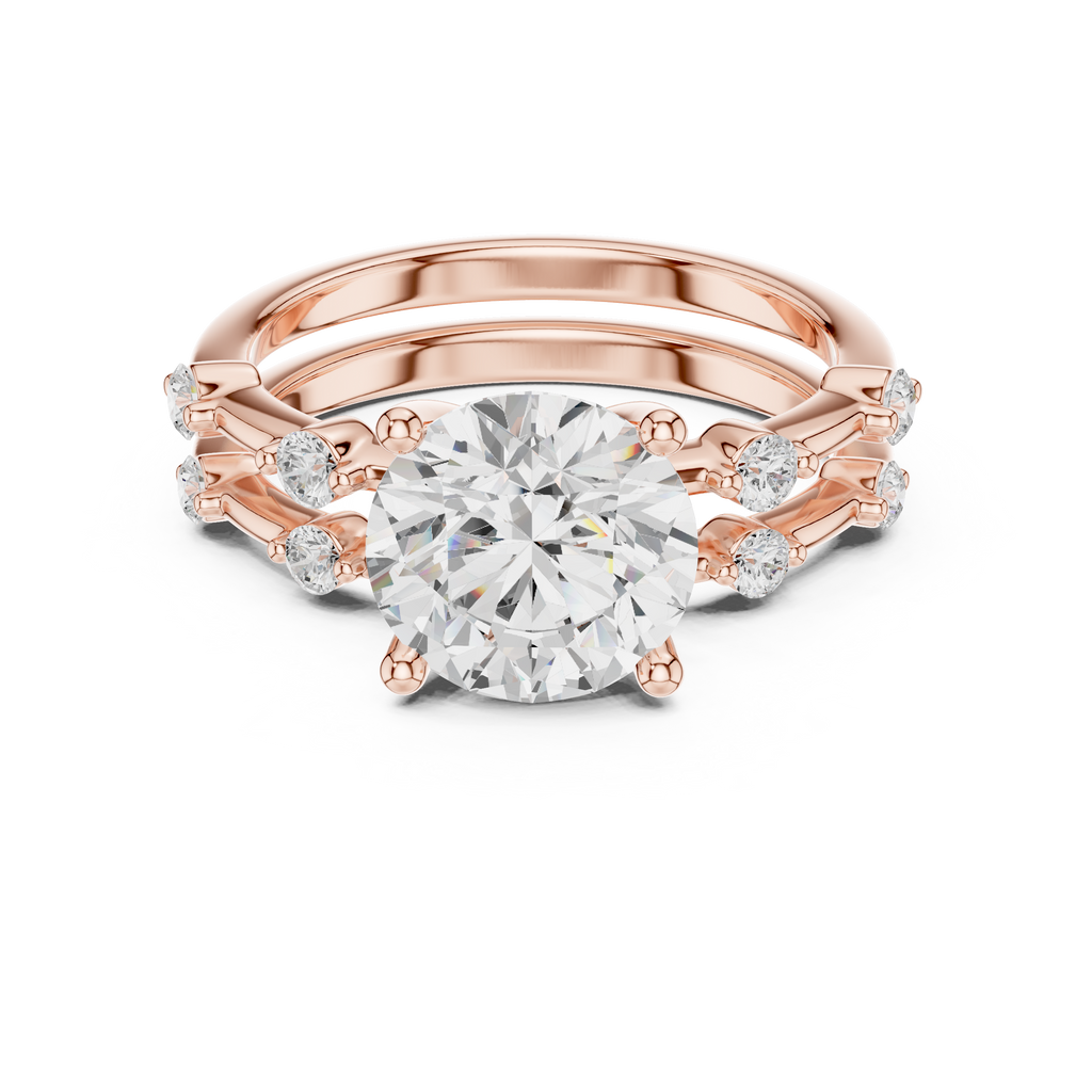 Round Brilliant Diamond Double Band Engagement Ring