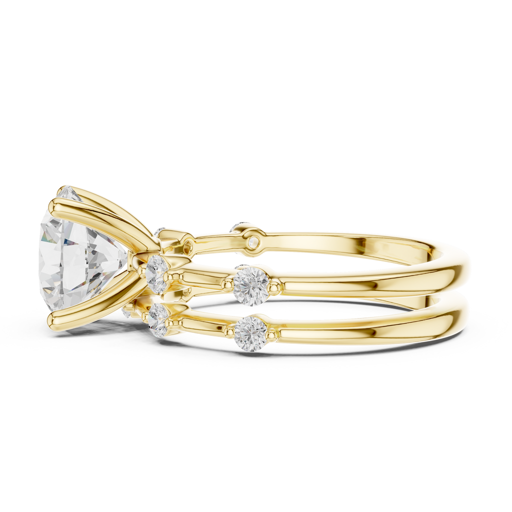 Round Brilliant Diamond Double Band Engagement Ring