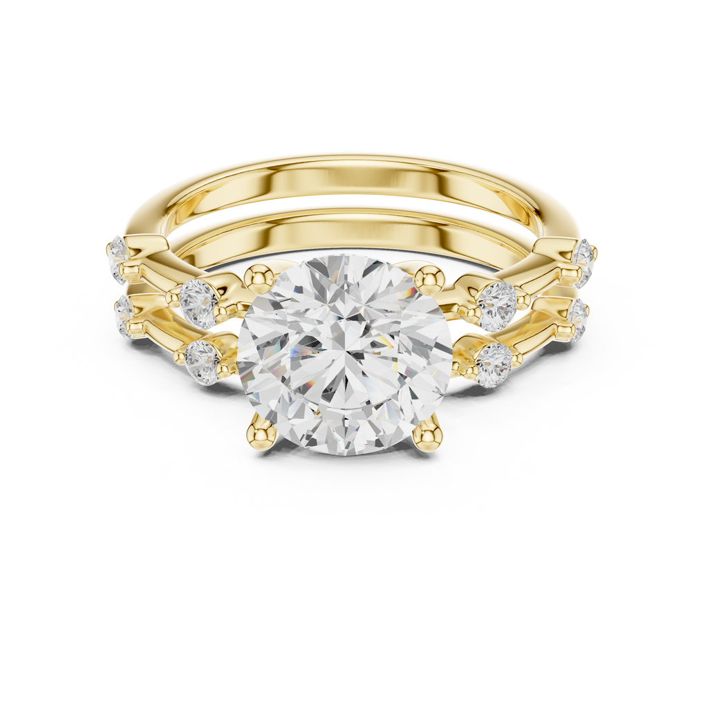 Round Brilliant Diamond Double Band Engagement Ring