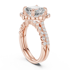 3.56 CT Asscher Cut Floral Halo Diamond Engagement Ring