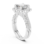 3.56 CT Asscher Cut Floral Halo Diamond Engagement Ring