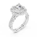 3.56 CT Asscher Cut Floral Halo Diamond Engagement Ring