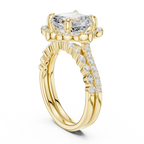 3.56 CT Asscher Cut Floral Halo Diamond Engagement Ring