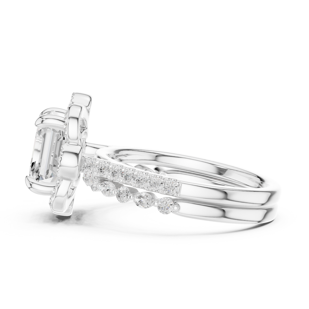 3.56 CT Asscher Cut Floral Halo Diamond Engagement Ring