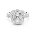 3.56 CT Asscher Cut Floral Halo Diamond Engagement Ring