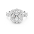 3.56 CT Asscher Cut Floral Halo Diamond Engagement Ring