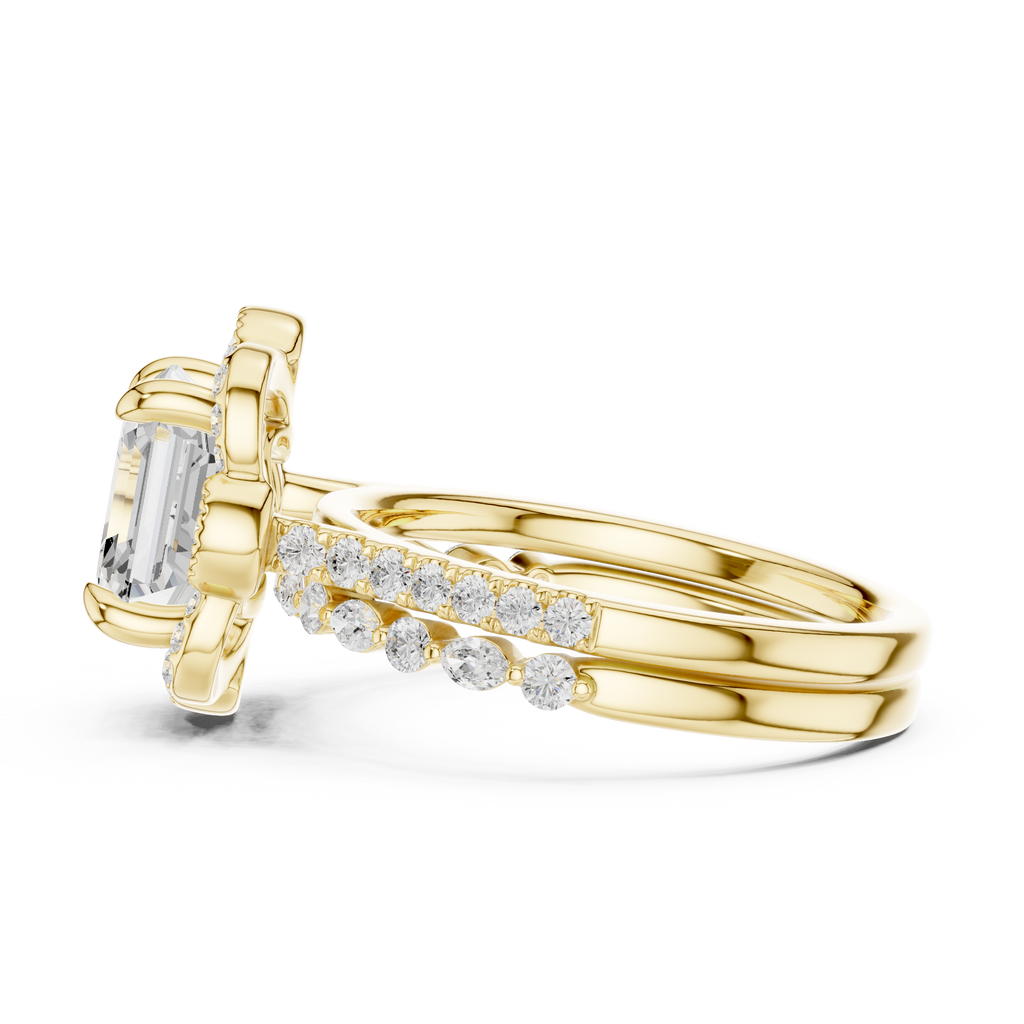 3.56 CT Asscher Cut Floral Halo Diamond Engagement Ring