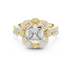 3.56 CT Asscher Cut Floral Halo Diamond Engagement Ring