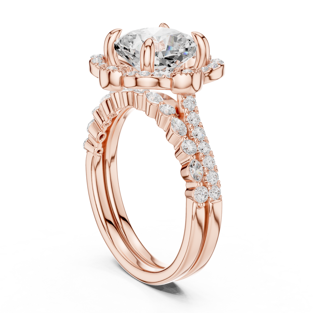 3.56 CT Cushion Cut Floral Halo Diamond Engagement Ring