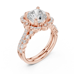 3.56 CT Cushion Cut Floral Halo Diamond Engagement Ring
