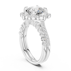 3.56 CT Cushion Cut Floral Halo Diamond Engagement Ring