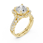 3.56 CT Cushion Cut Floral Halo Diamond Engagement Ring