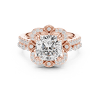 3.56 CT Cushion Cut Floral Halo Diamond Engagement Ring