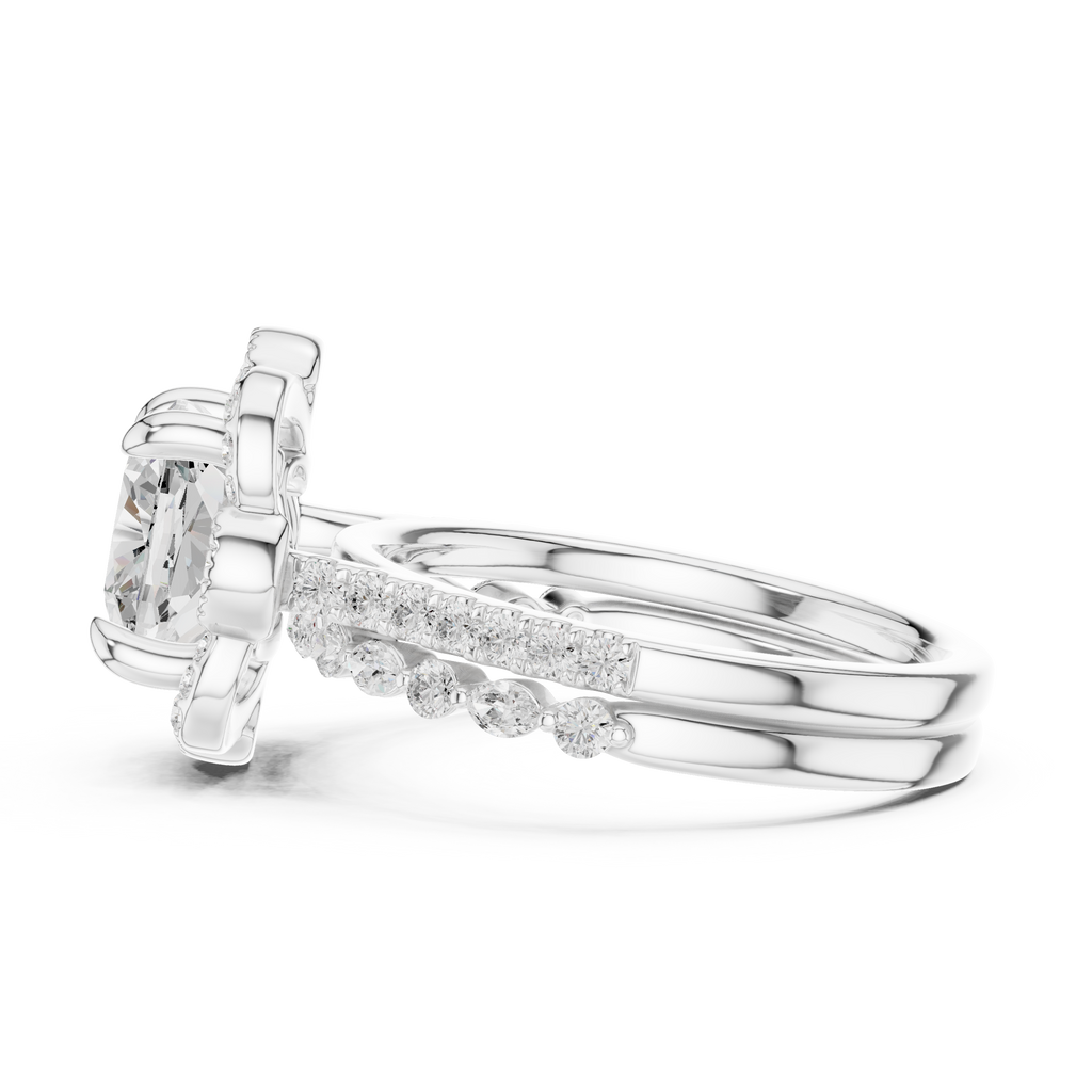 3.56 CT Cushion Cut Floral Halo Diamond Engagement Ring