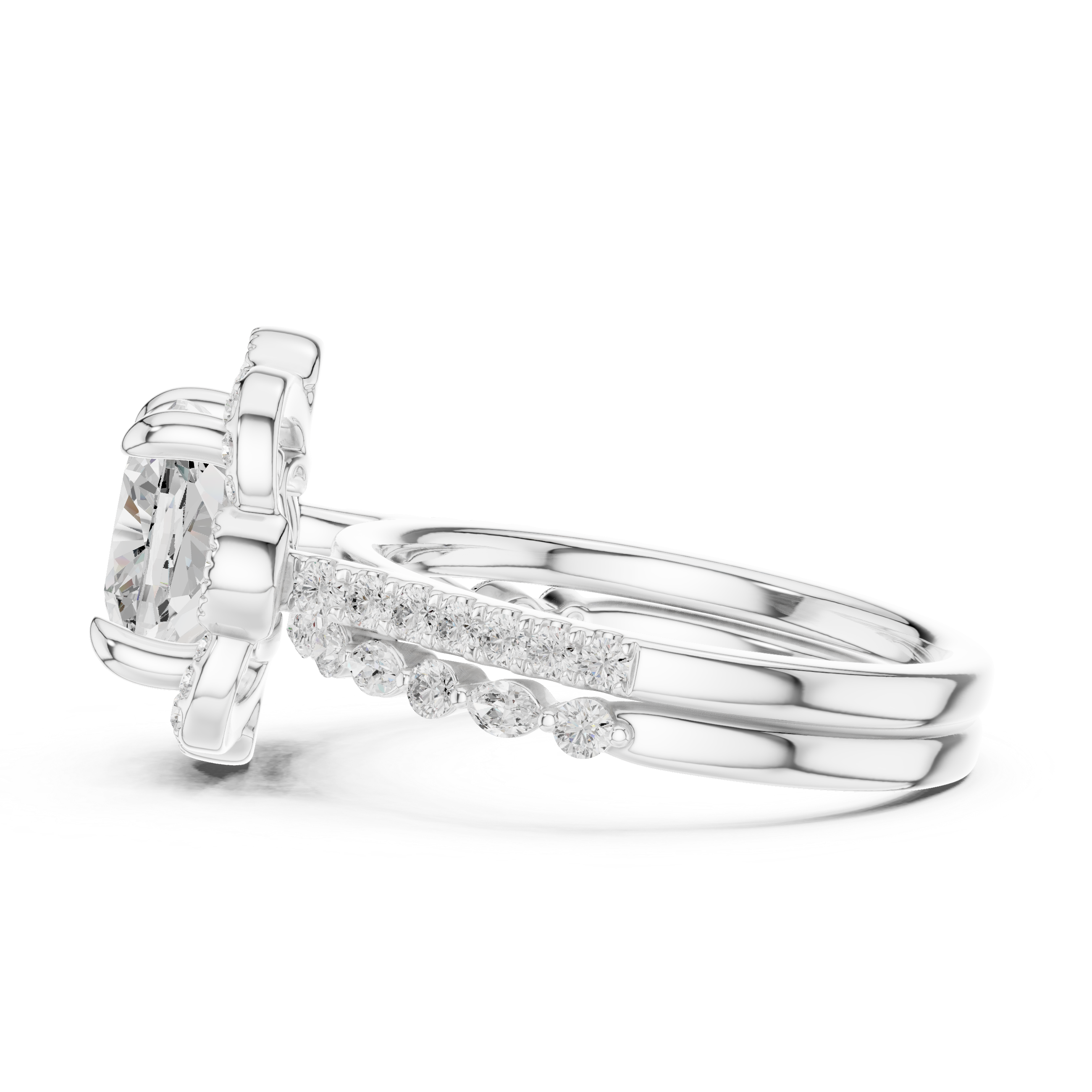3.56 CT Cushion Cut Floral Halo Diamond Engagement Ring