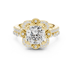 3.56 CT Cushion Cut Floral Halo Diamond Engagement Ring