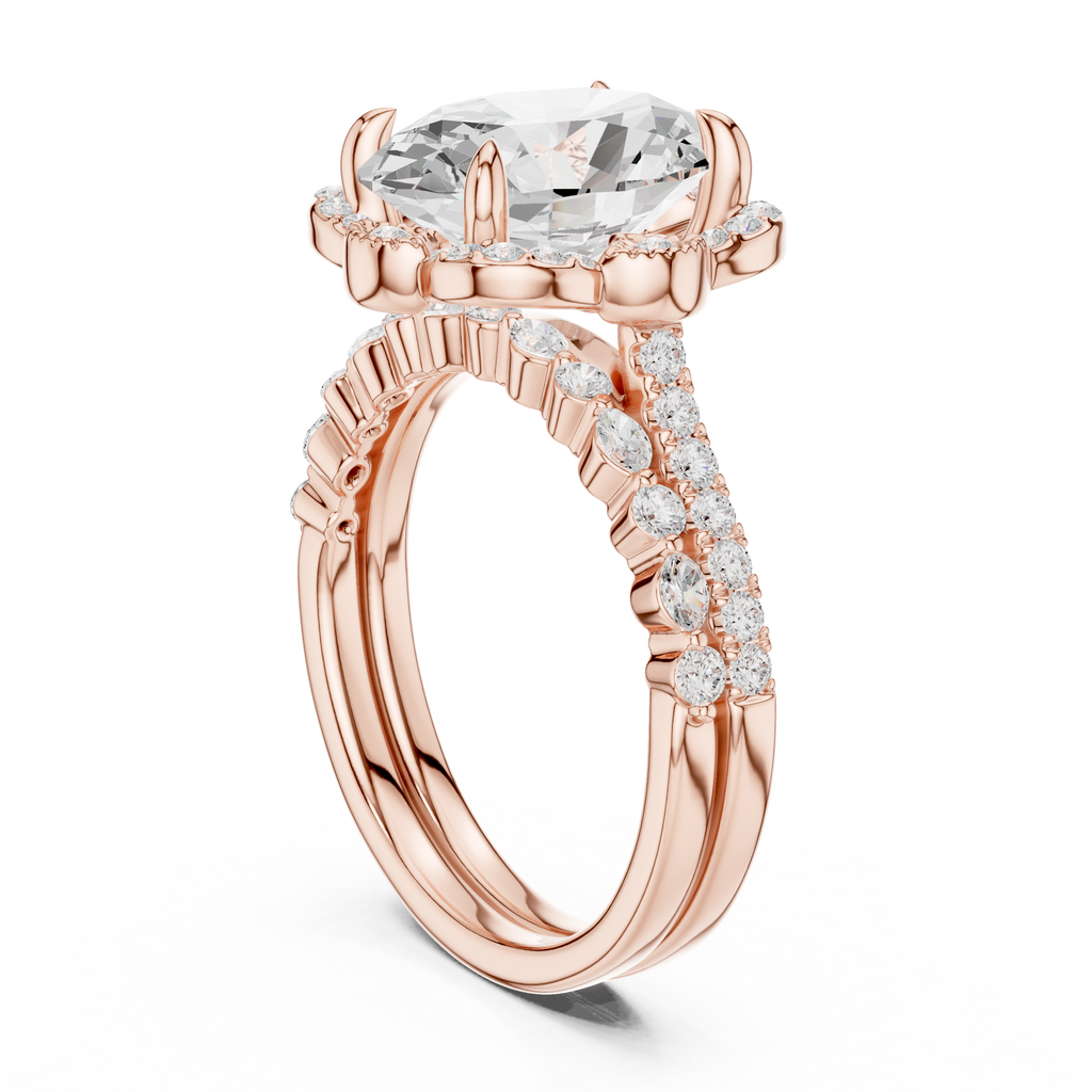 3.58 CT Oval Cut Floral Halo Diamond Engagement Ring