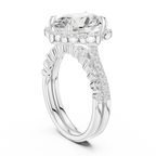 3.58 CT Oval Cut Floral Halo Diamond Engagement Ring