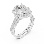3.58 CT Oval Cut Floral Halo Diamond Engagement Ring