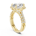 3.58 CT Oval Cut Floral Halo Diamond Engagement Ring