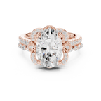 3.58 CT Oval Cut Floral Halo Diamond Engagement Ring