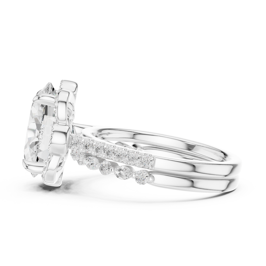 3.58 CT Oval Cut Floral Halo Diamond Engagement Ring