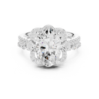 3.58 CT Oval Cut Floral Halo Diamond Engagement Ring