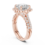 3.56 CT Princess Cut Floral Halo Diamond Engagement Ring