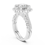 3.56 CT Princess Cut Floral Halo Diamond Engagement Ring