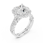 3.56 CT Princess Cut Floral Halo Diamond Engagement Ring