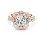 3.56 CT Princess Cut Floral Halo Diamond Engagement Ring
