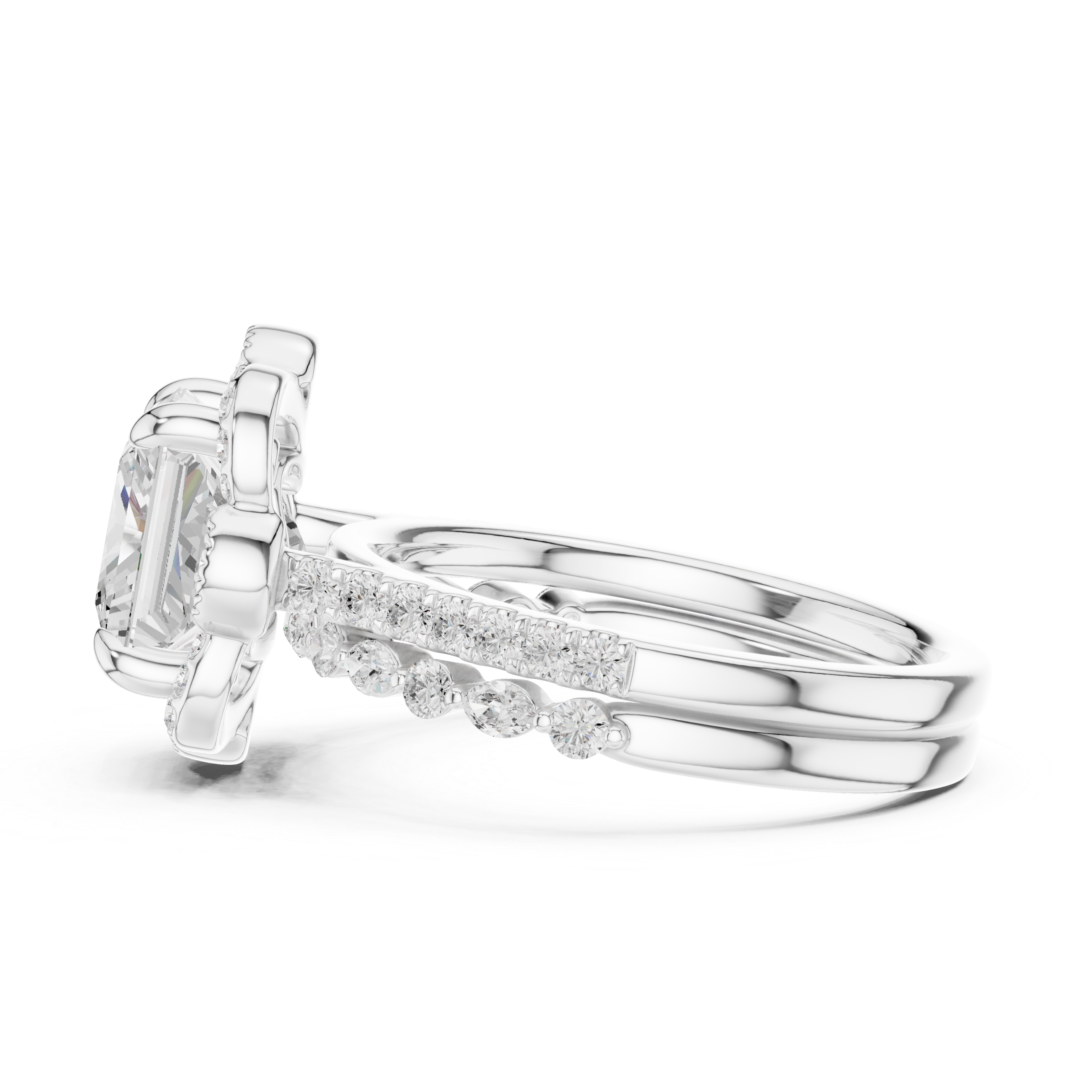 3.56 CT Princess Cut Floral Halo Diamond Engagement Ring