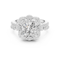 3.56 CT Princess Cut Floral Halo Diamond Engagement Ring