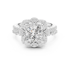 3.56 CT Princess Cut Floral Halo Diamond Engagement Ring