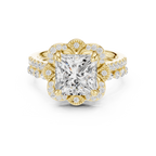 3.56 CT Princess Cut Floral Halo Diamond Engagement Ring