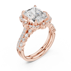 3.59 CT Radiant Cut Floral Halo Diamond Engagement Ring