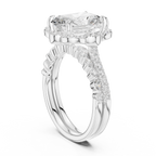 3.59 CT Radiant Cut Floral Halo Diamond Engagement Ring