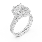3.59 CT Radiant Cut Floral Halo Diamond Engagement Ring