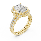 3.59 CT Radiant Cut Floral Halo Diamond Engagement Ring