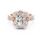 3.59 CT Radiant Cut Floral Halo Diamond Engagement Ring