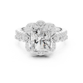 3.59 CT Radiant Cut Floral Halo Diamond Engagement Ring