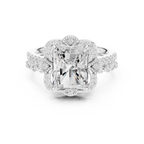 3.59 CT Radiant Cut Floral Halo Diamond Engagement Ring