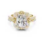 3.59 CT Radiant Cut Floral Halo Diamond Engagement Ring