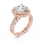 3.56 CT Round Diamond Floral Halo Engagement Ring