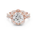 3.56 CT Round Diamond Floral Halo Engagement Ring