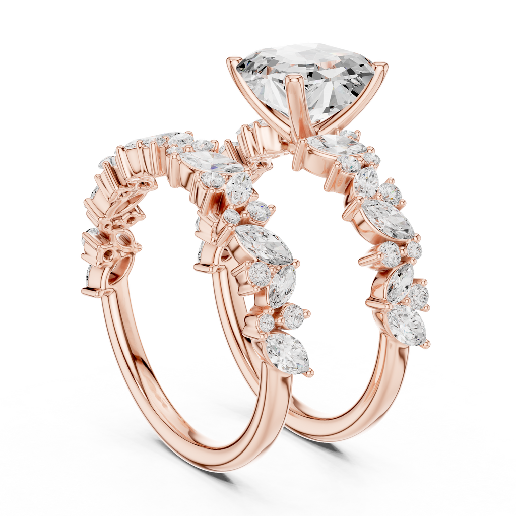 Emerald Cut Multi-Row Marquise Diamond Statement Ring