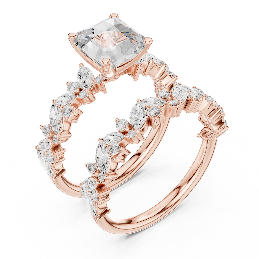 Emerald Cut Multi-Row Marquise Diamond Statement Ring